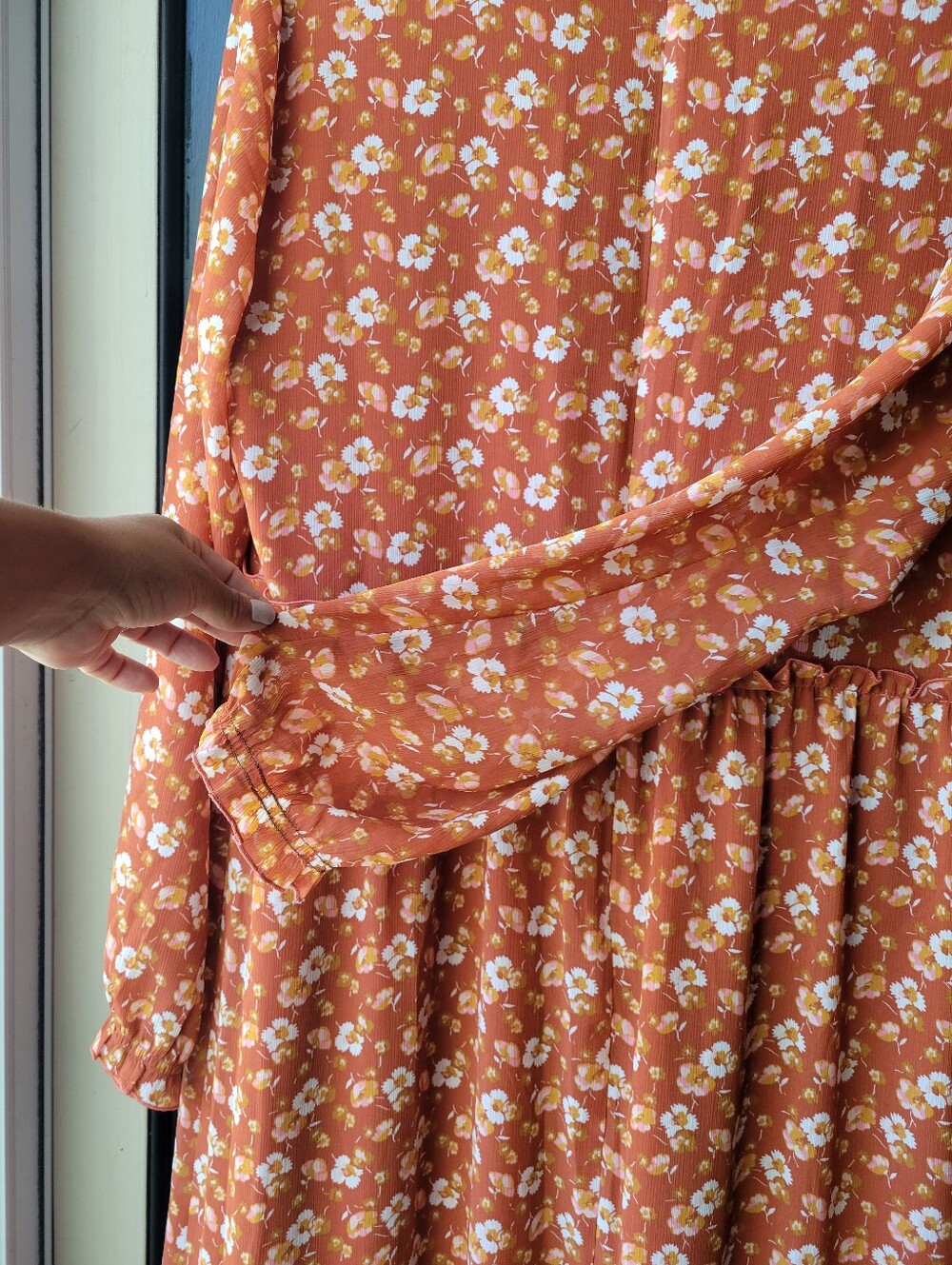 J. Crew Crinkle Midi flounce Women's Orange White Dress Zip Lined MSRP $110 New - Picture 12 of 13